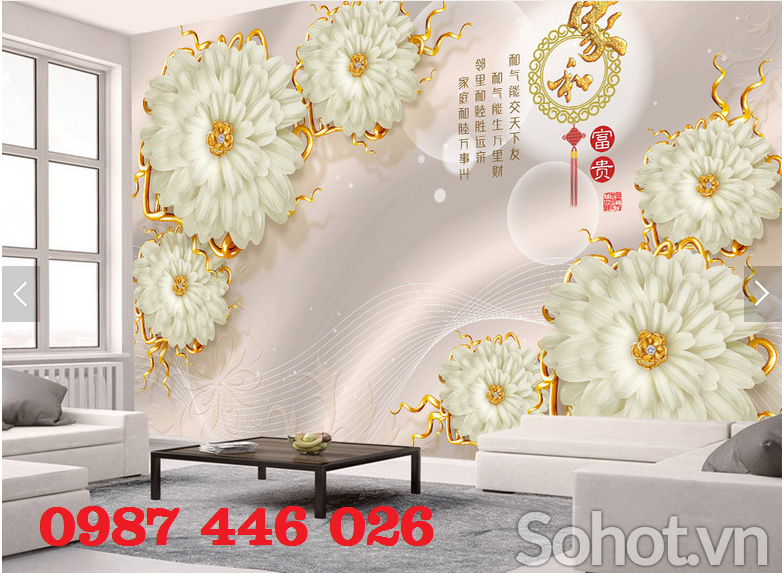 Gạch tranh 3d hoa phòng khách HP9722