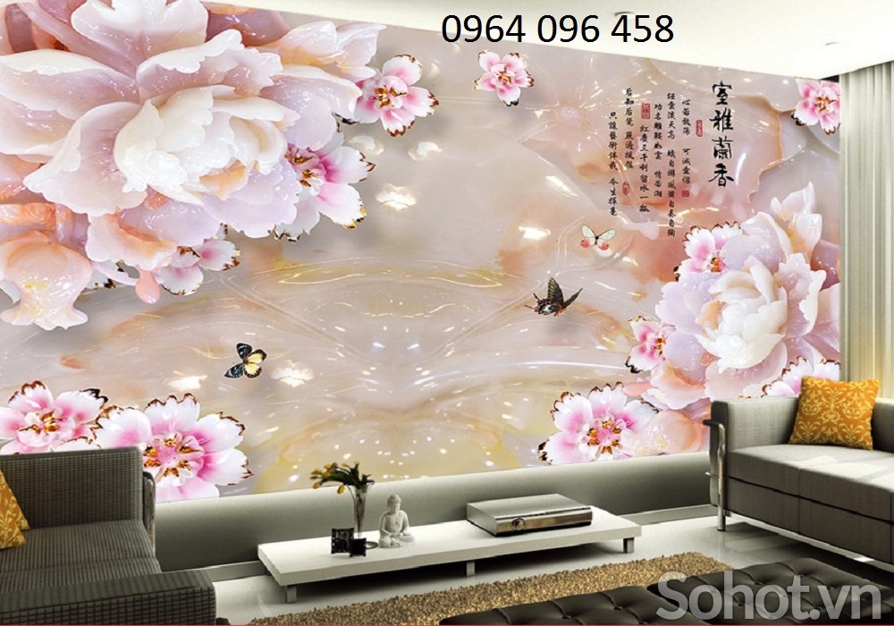 Gạch tranh 3d phong thủy phòng khách - TV43