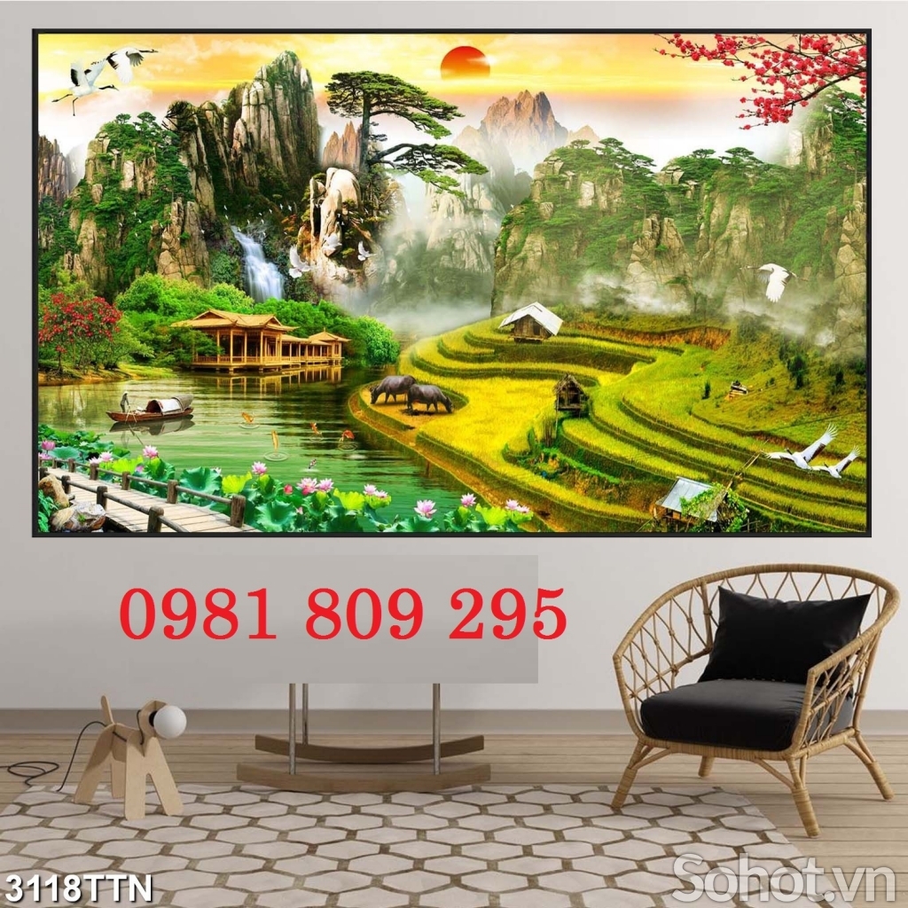 Gạch tranh 3d đồng quê cao cấp HG54