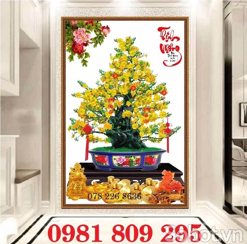 Tranh cây mai vàng - gạch tranh 3d