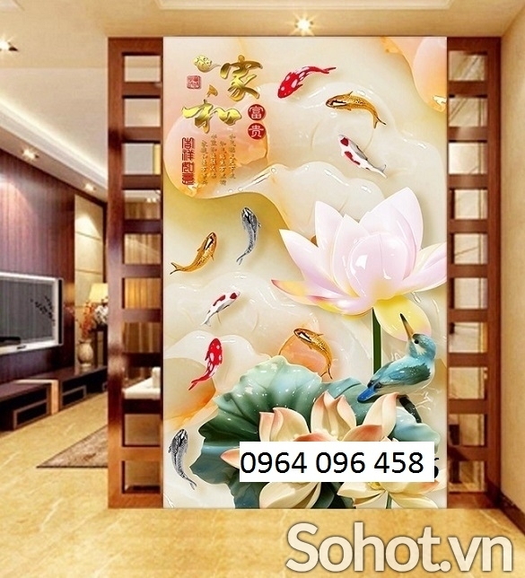 Tranh cá chép - gạch tranh cá chép 3d - GGV4