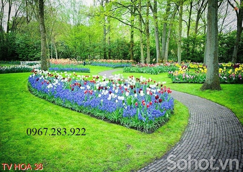 Tranh gạch- Tranh phong cảnh vườn hoa