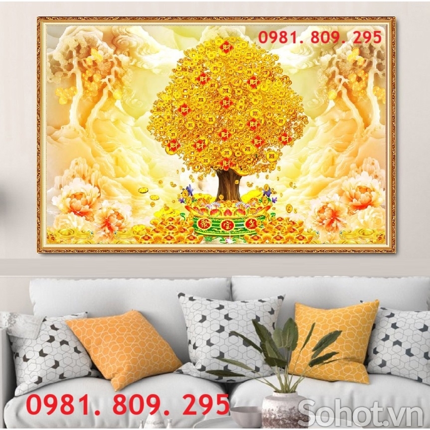 Tranh gạch men cây kim tiền