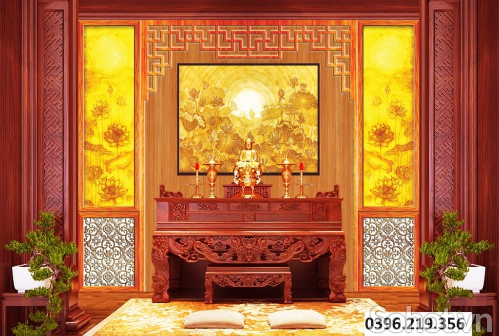 Tranh gạch 3d trang trí phòng thờ