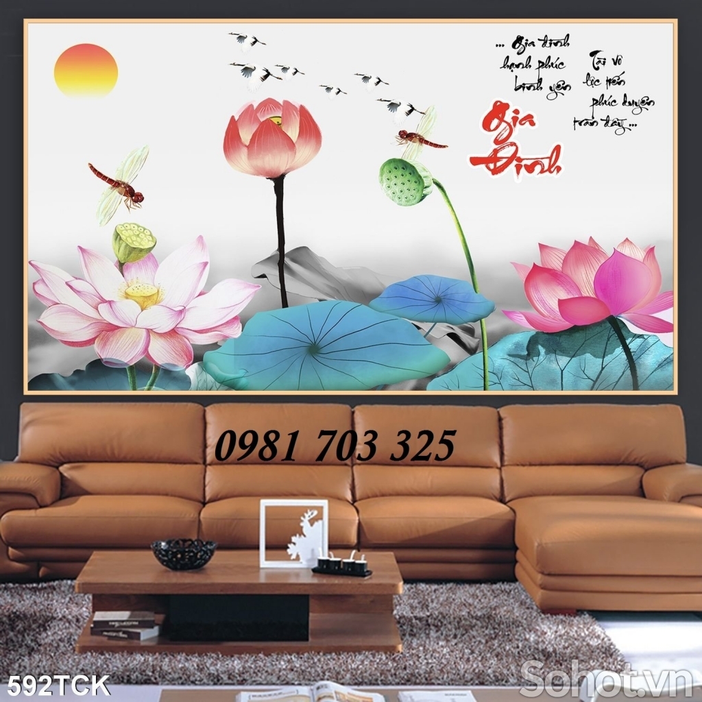 Gạch tranh hoa sen phong thủy 3D