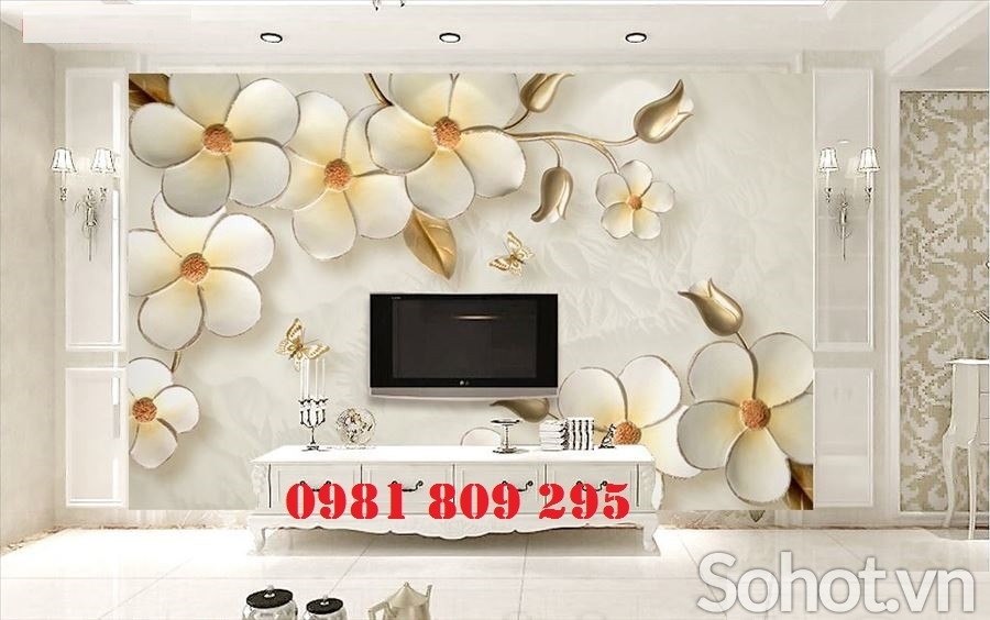 Tranh ốp tường- gạch hoa phòng khách đẹp F54