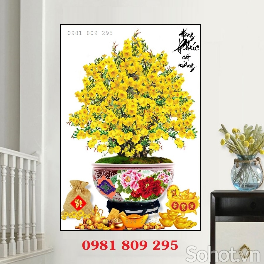 Tranh hoa mai, gạch tranh 3d