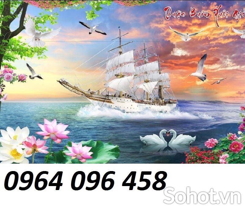 Tranh gạch 3d phong thủy thuận buồm xuôi gió - LMN08