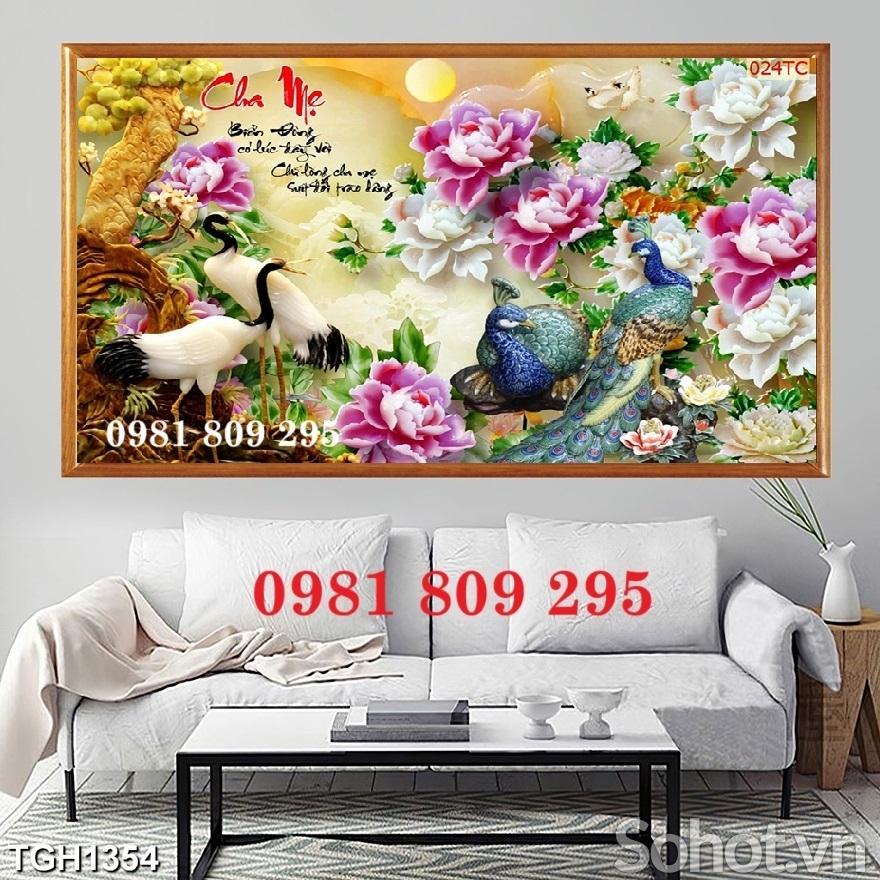 Gạch tranh 3d , tranh 3d chim hạc HQ888