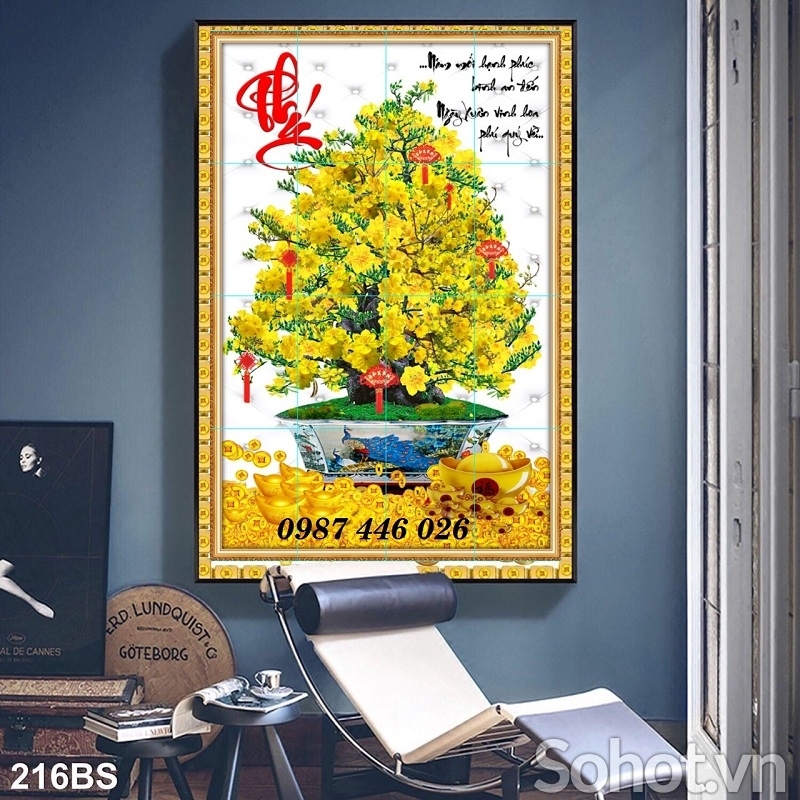 Gach tranh mai vàng 3d HP9283