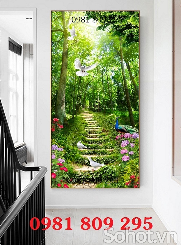 Tranh gạch khổ đứng - tranh thác nước