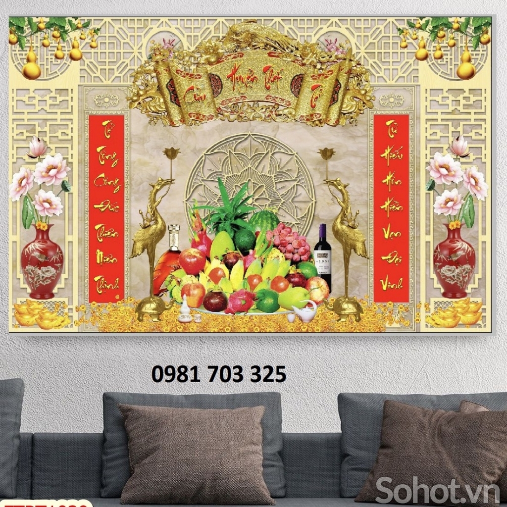 tranh 3D phòng thờ, gạch tranh trang trí