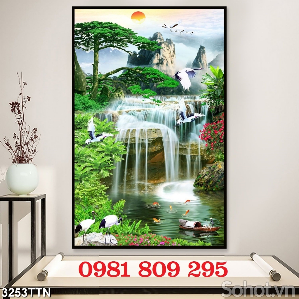 Tranh gạch thác nước ốp tường hp18655