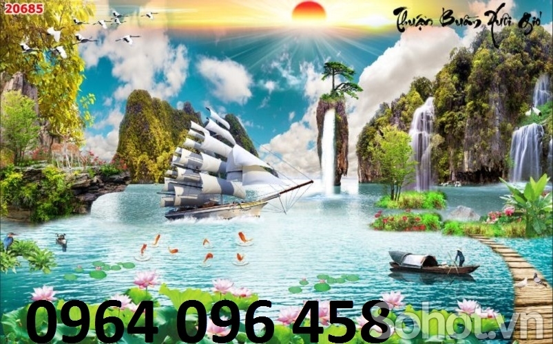 Tranh gạch 3d phong thủy thuyền buồm - 8444XM