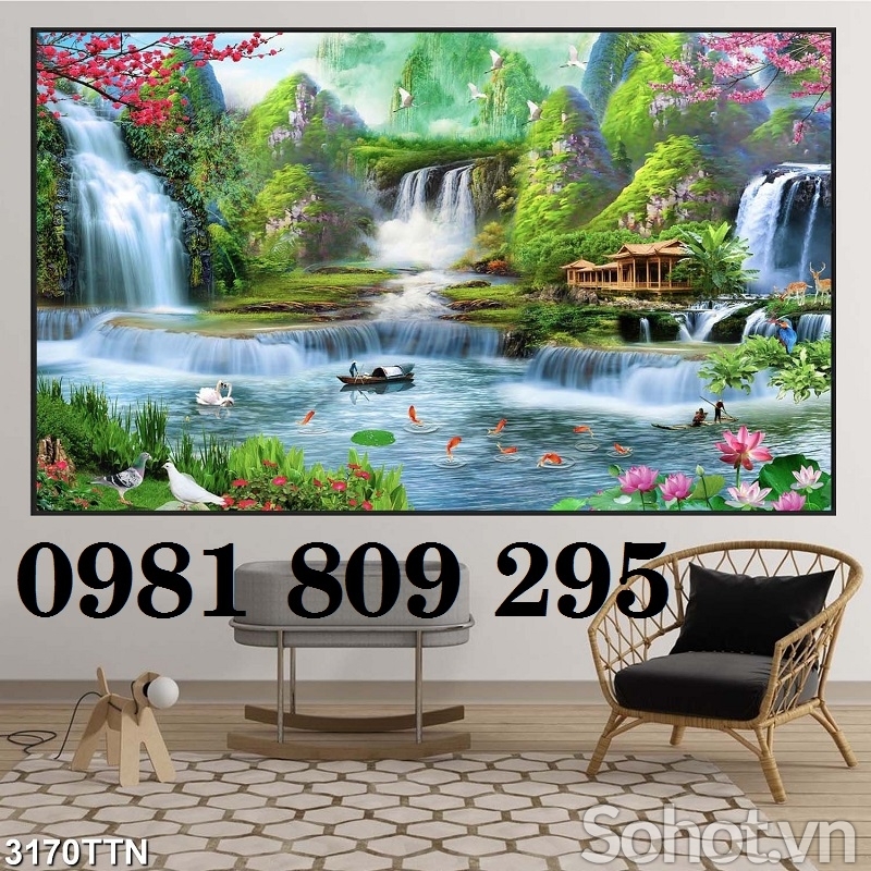 Gạch tranh 3d sơn thủy cao cấp