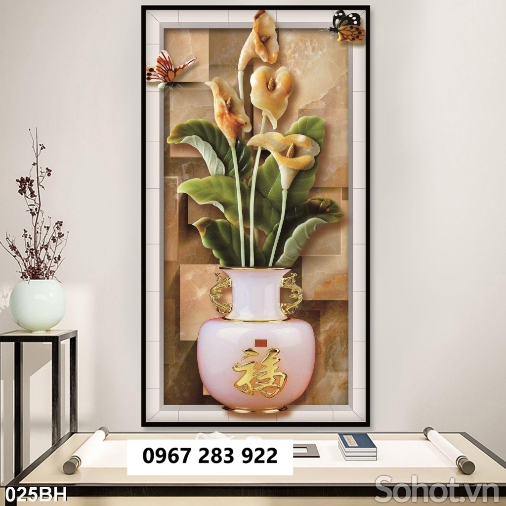 Tranh gạch đẹp 3d bình hoa