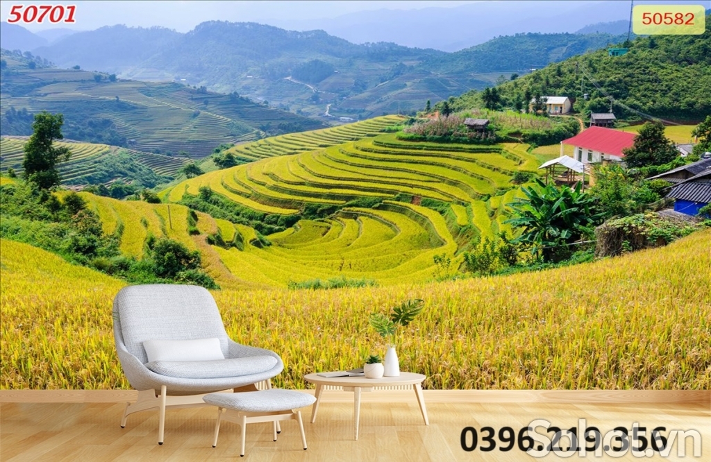 Gạch tranh 3D hình ruộng bậc thang đẹp