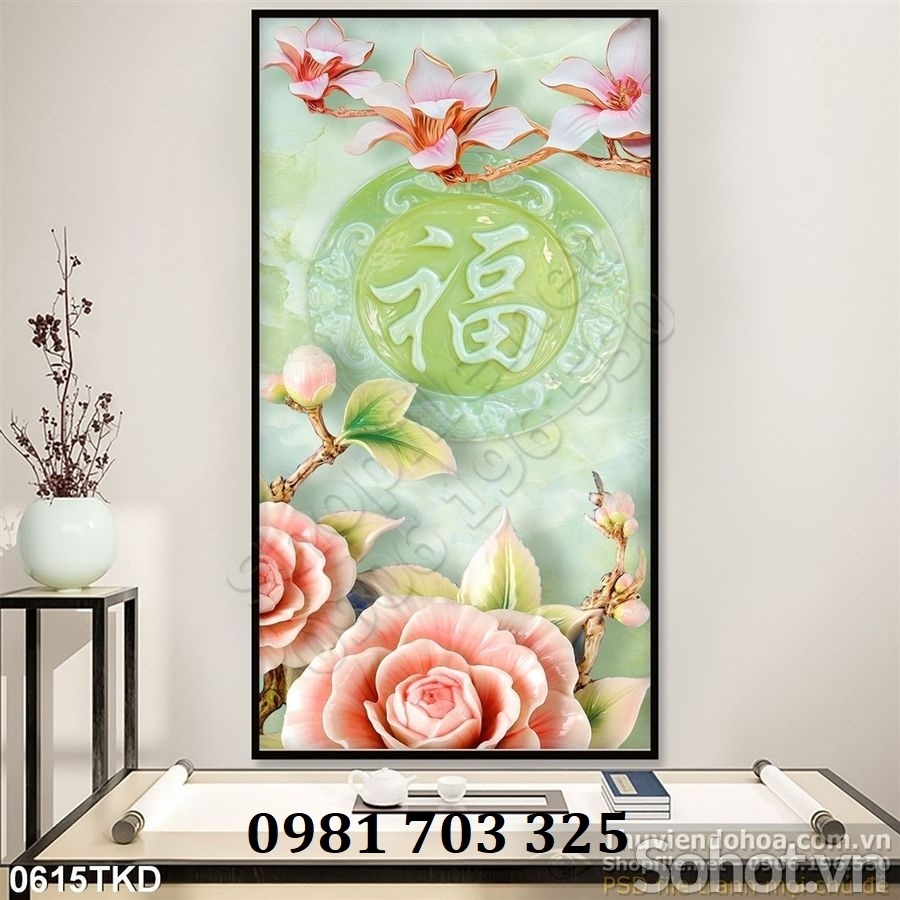Gạch tranh 3d khổ đứng đẹp trang trí tường