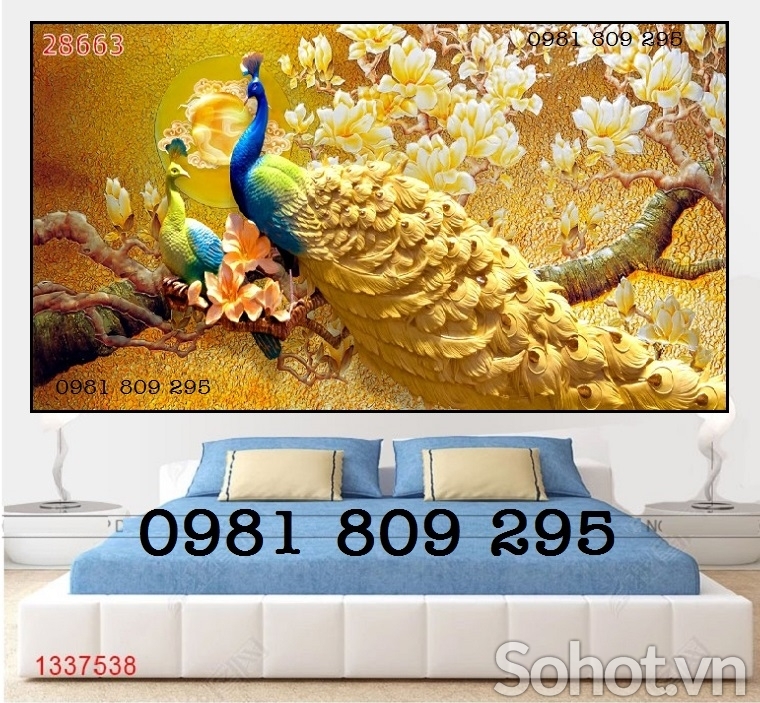 Gạch ốp tường - tranh gạch con công HP4543