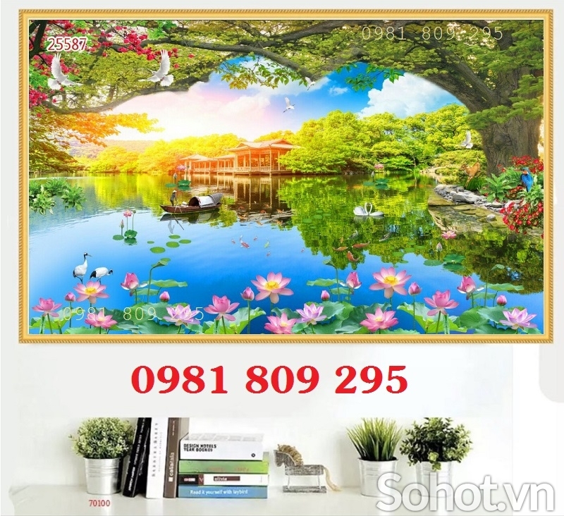 Mẫu tranh gạch 3d thác nước