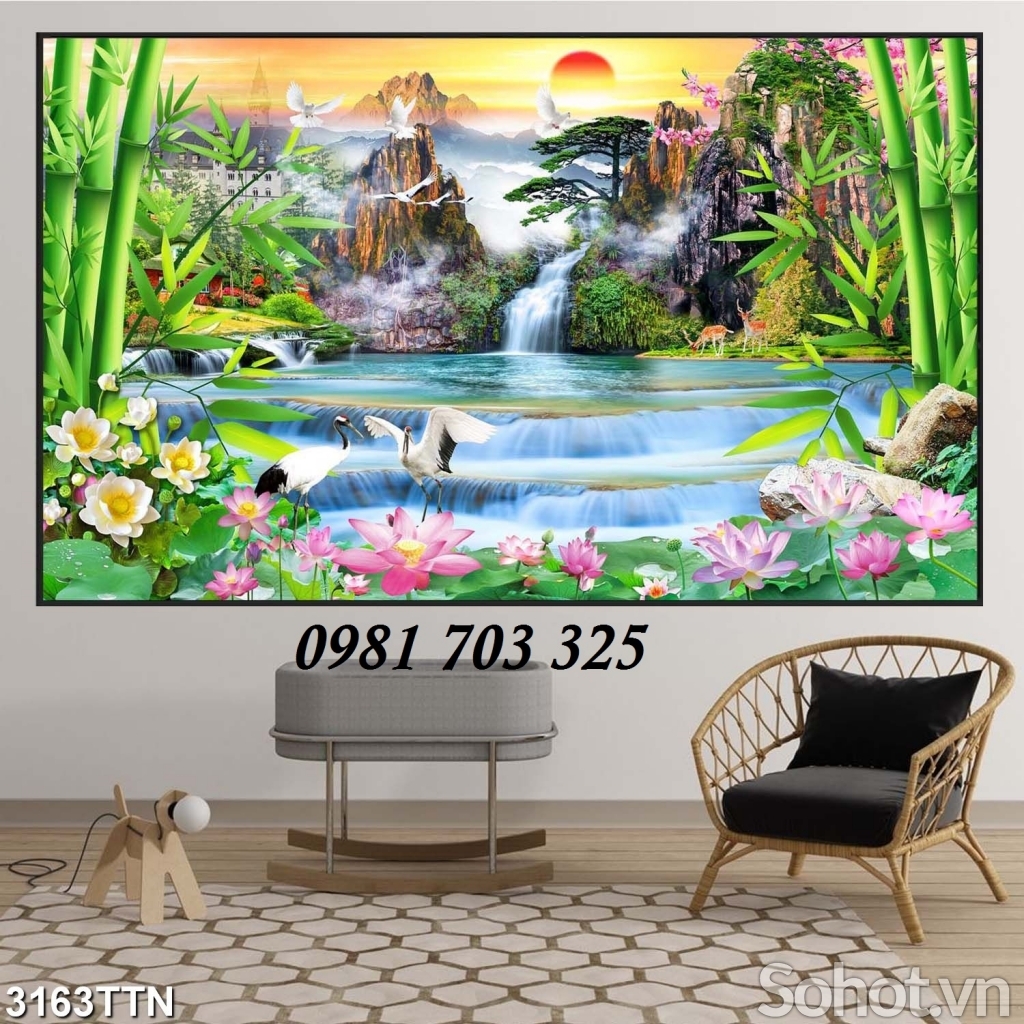 tranh 3D phòng khách, gạch tranh trang trí