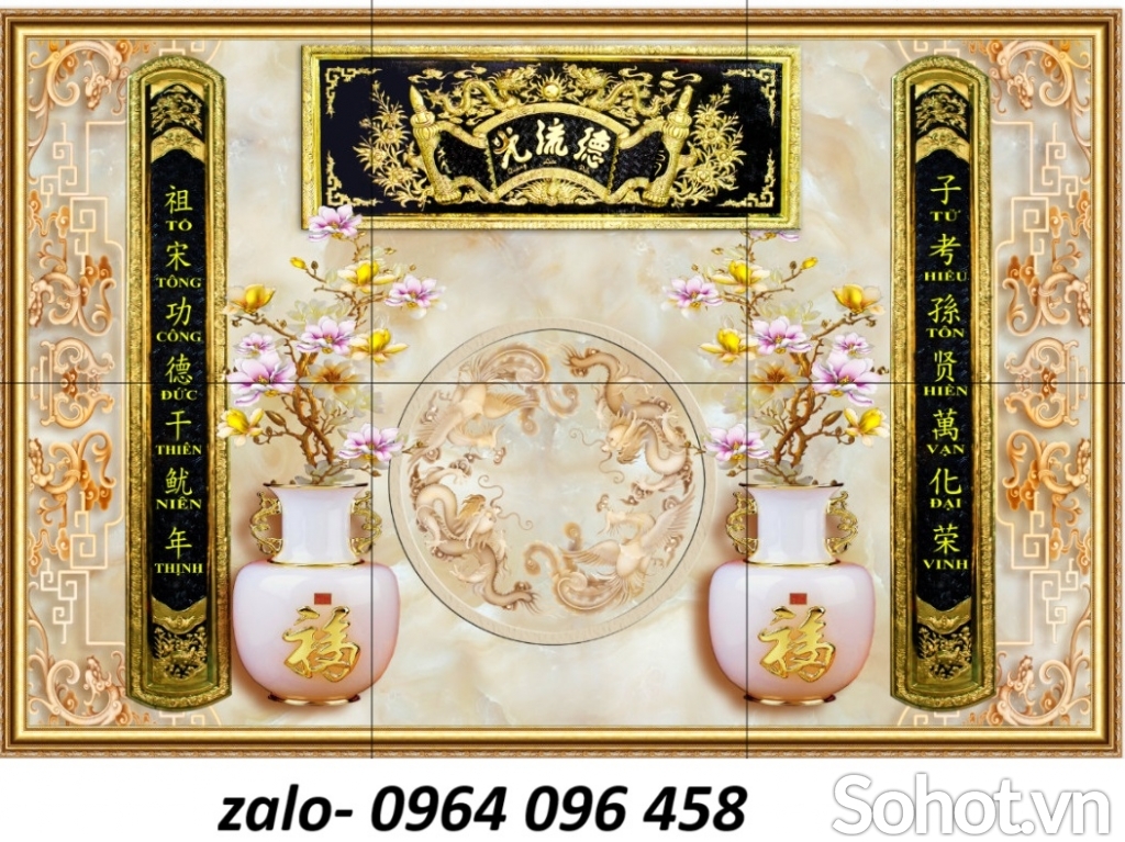 Tranh gạch 3d ốp tường phòng thờ - SLM74