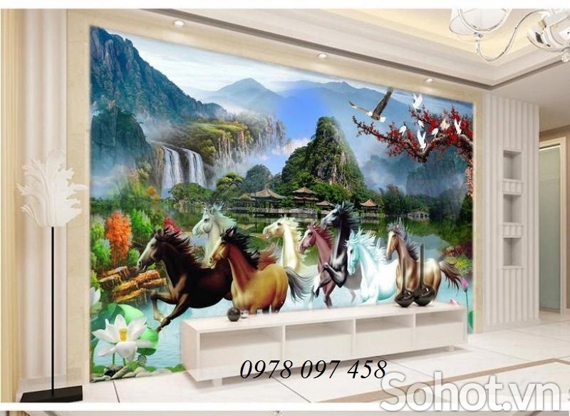 Tranh đẹp phòng khách - tranh gạch mã đáo thành công
