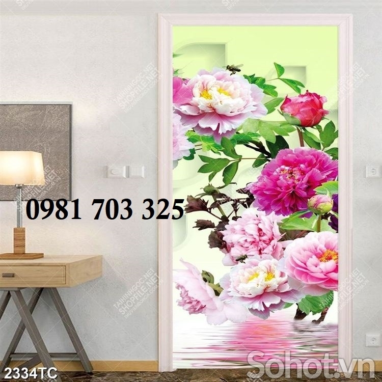 Tranh gạch men hoa mẫu đơn phong thủy ốp tường