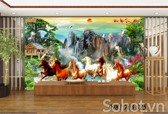 Tranh mã đáo thành công- gạch men 3D phong cảnh