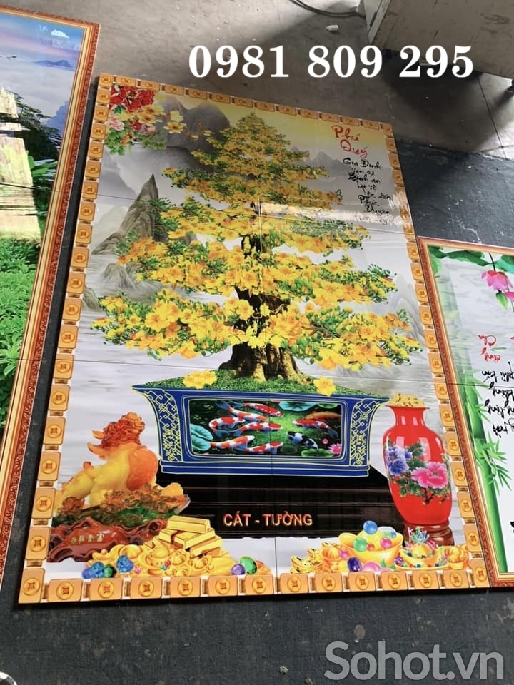 Mẫu tranh gạch hoa mai