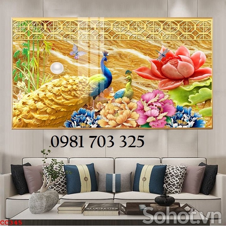 Tranh gạch 3D trang trí phòng khách