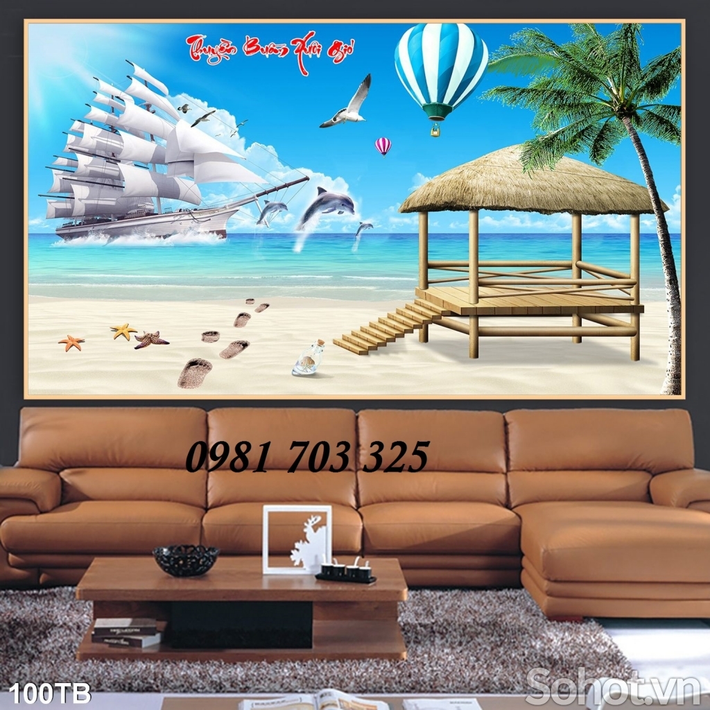 gạch tranh phong thủy thuyền buồm