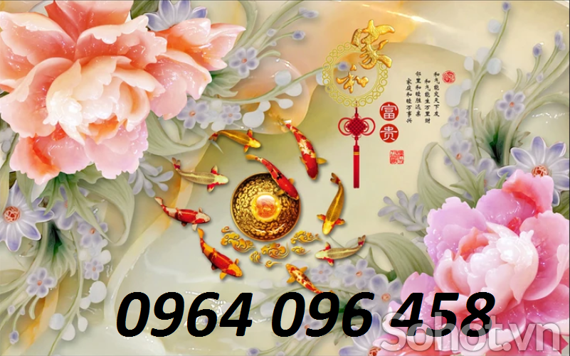 Gạch tranh phong hủy hoa mẫu đơn 3d - LCFV3