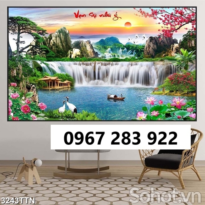 Tranh gạch thác nước 3d phong thủy