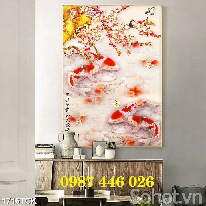 Tranh gạch men cá chép Koi