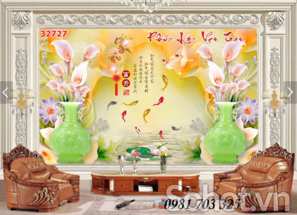Tranh gạch 3D bình hoa