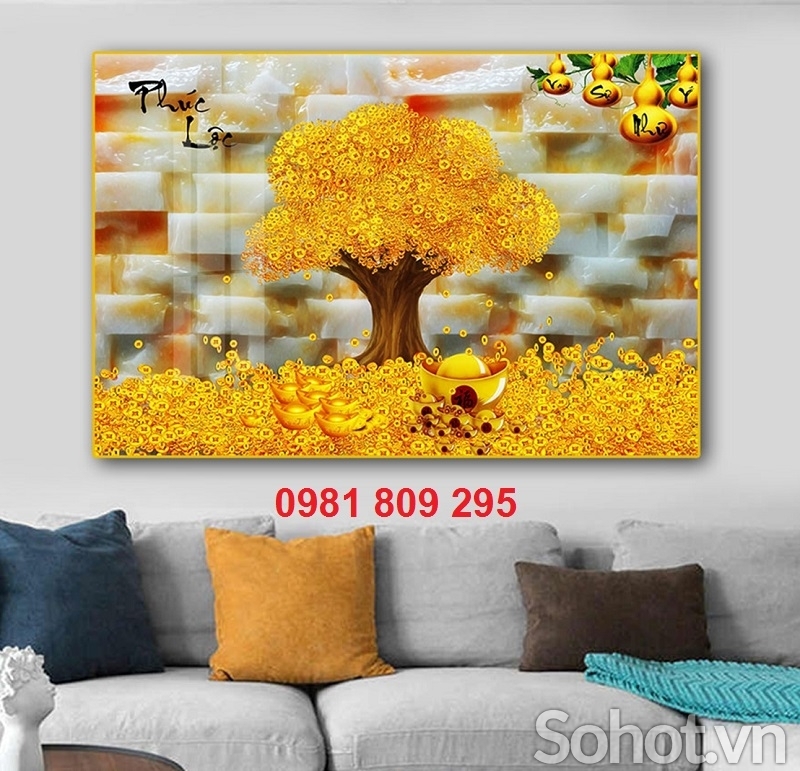 Tranh gạch men cây kim tiền