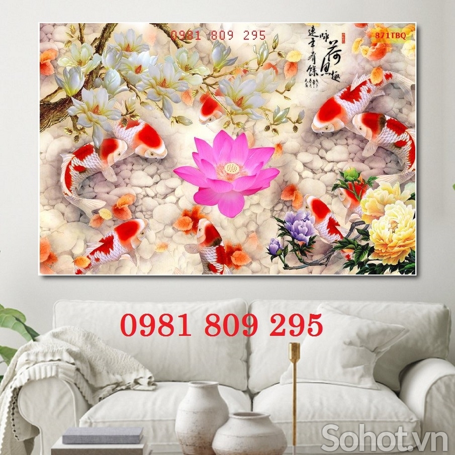 Gạch tranh - tranh gạch 3d cá chép JP533