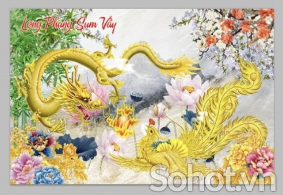 Tranh gạch rồng phương vàng HP9733