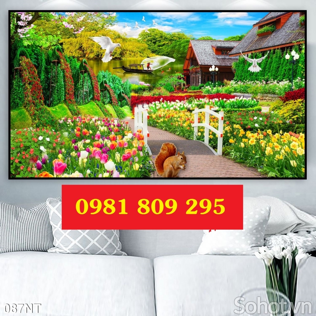 Mẫu tranh gạch 3d thác nước