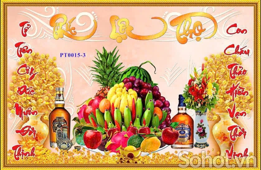 Gạch tranh dán tường phòng thờ