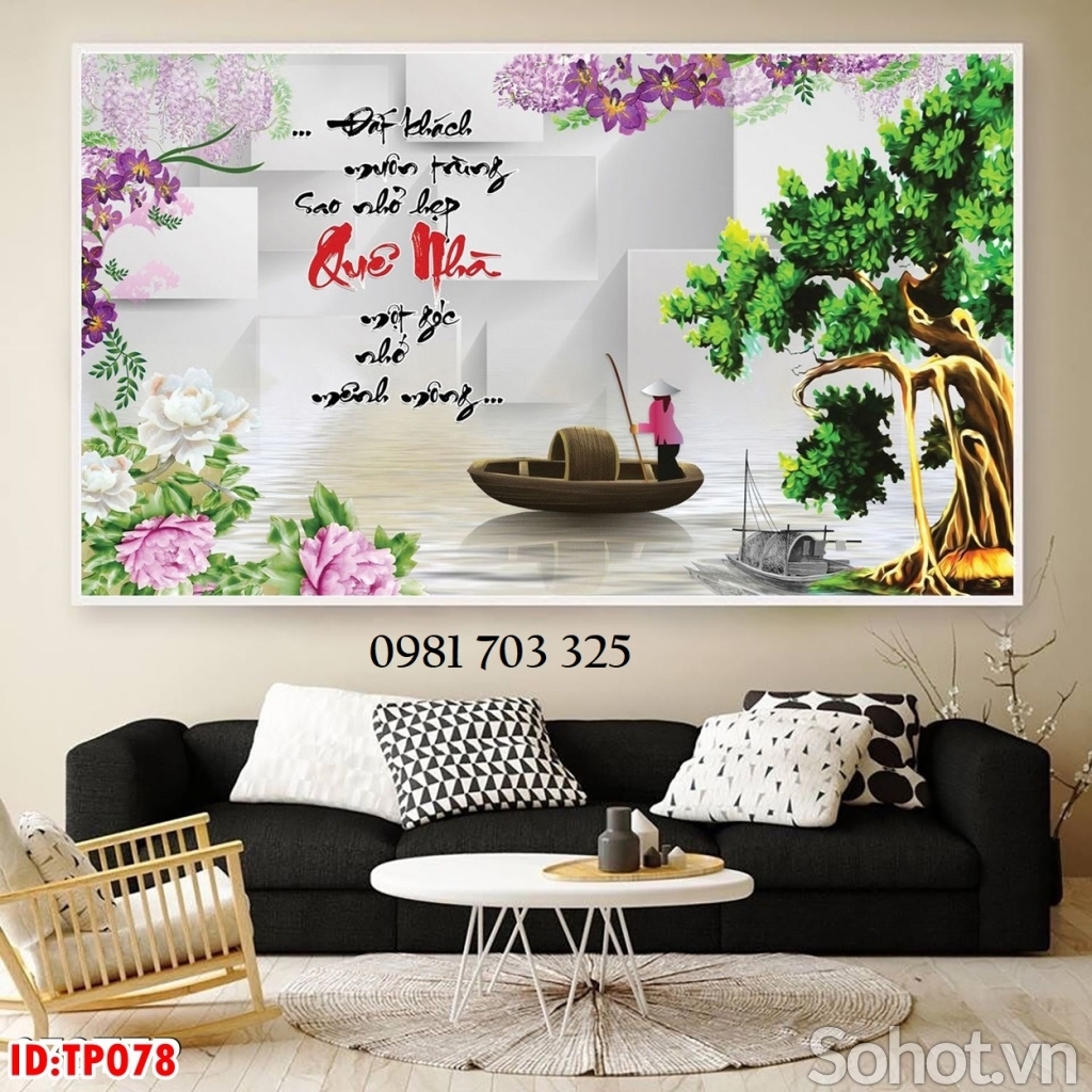 Gạch tranh thư pháp trang trí