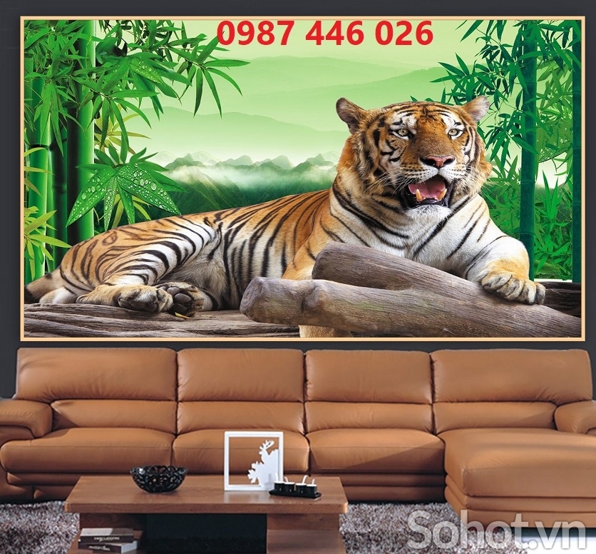 Tranh hổ, gạch ốp tường tranh 3d