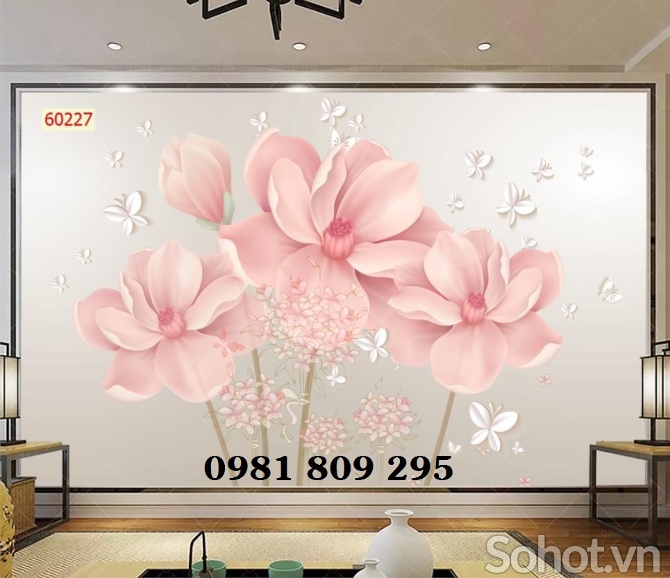 Tranh gạch 3d hoa ốp phòng khách GF735334