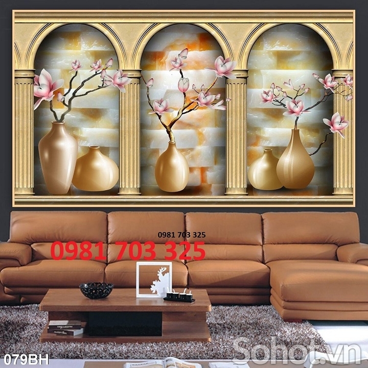 Gạch tranh bình hoa 3D trang trí đẹp