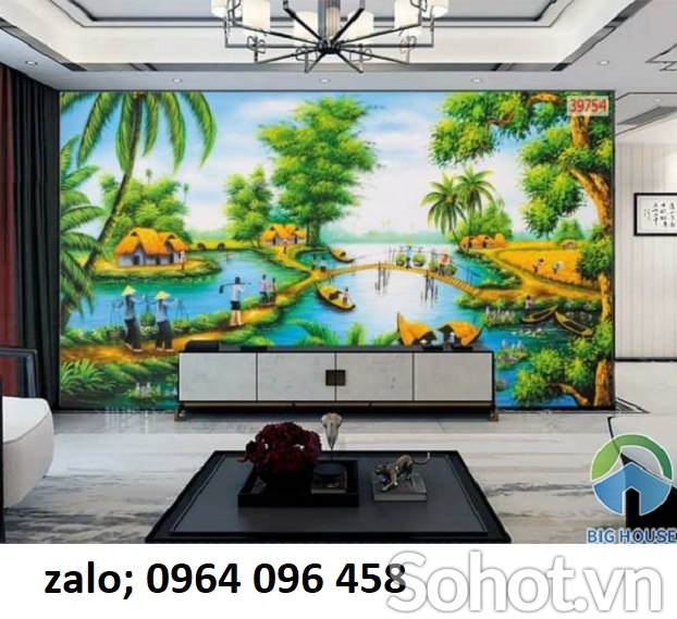 Mẫu tranh gạch 3d cảnh đồng quê đẹp - MNBB95