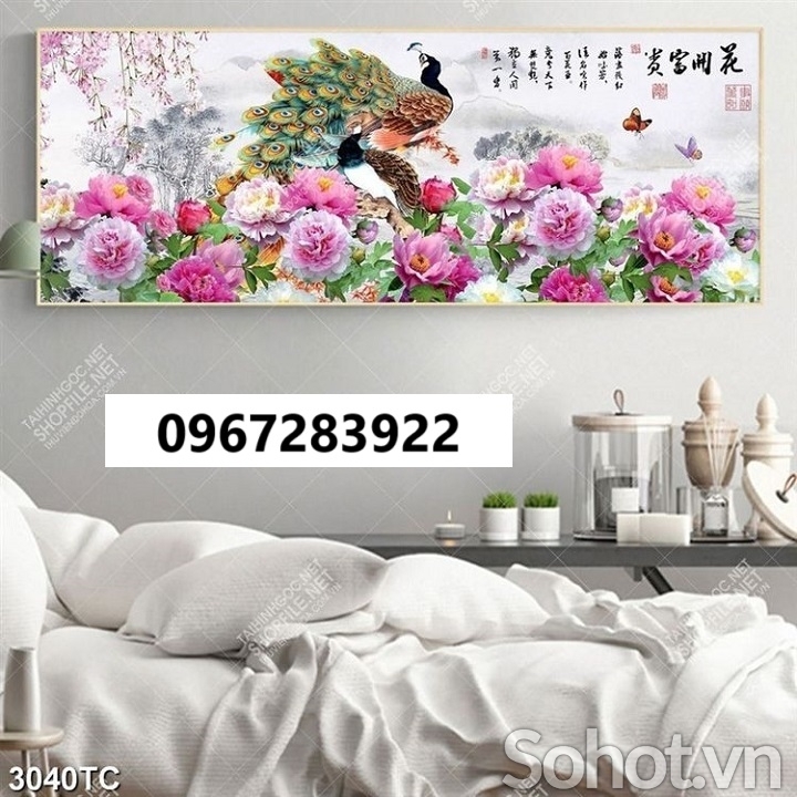 Tranh gạch 3d đẹp hoa mẫu đơn