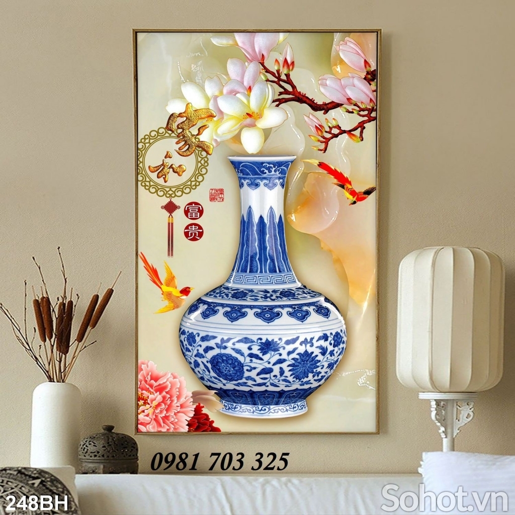 Gạch tranh 3D bình hoa