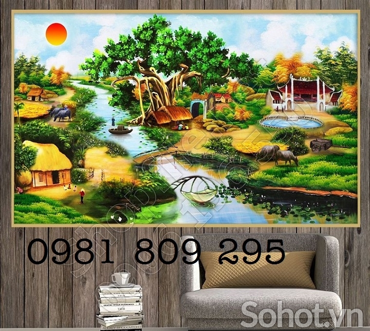 Tranh gạch 3d phong cảnh đồng quê
