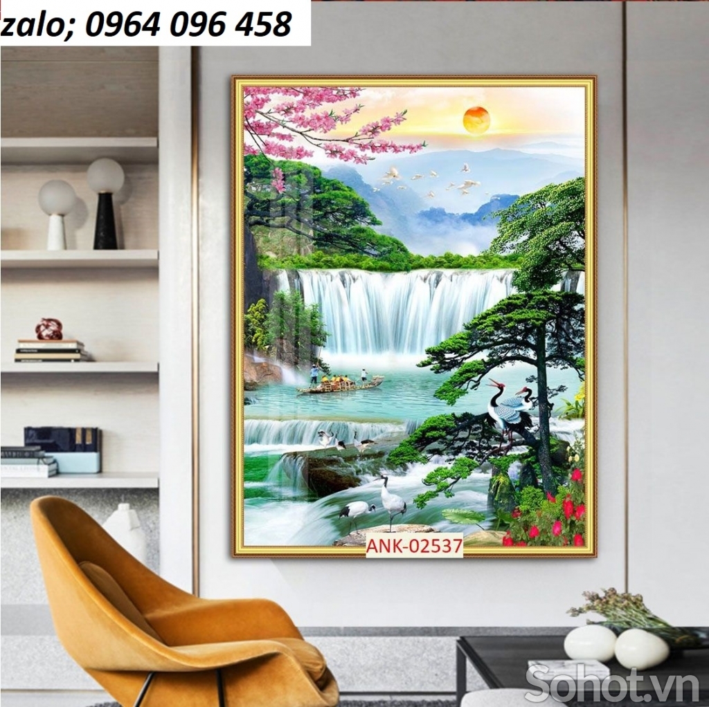 Tranh gạch 3d phong thủy phòng khách - 888CV